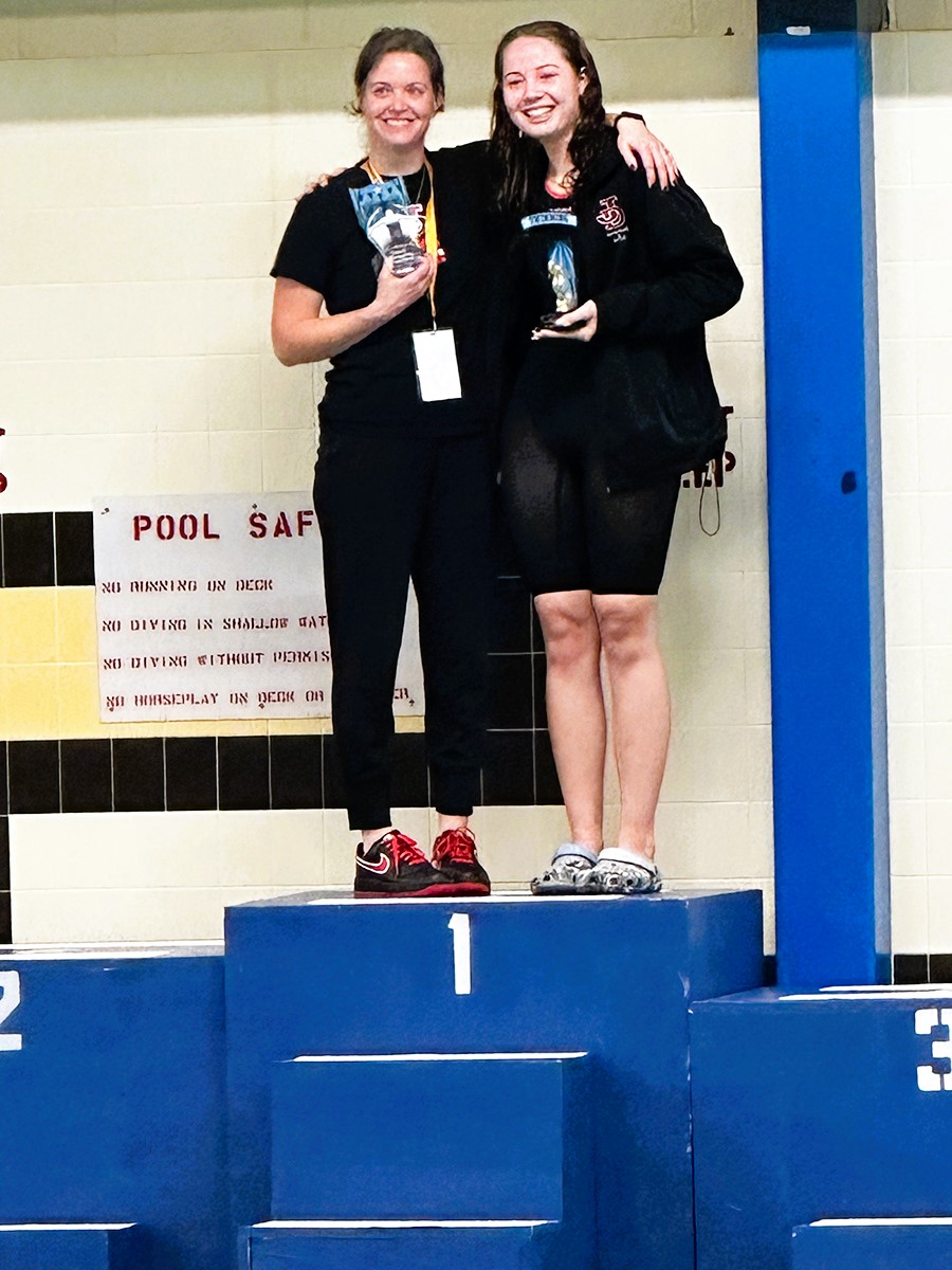 Section III swimmer of the year Evelyn Jones poses with Assistant Coach of the year Coach Richey