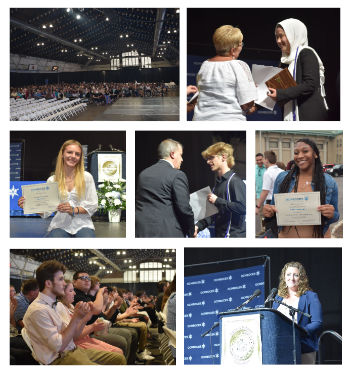 Collage of pictures from OCM BOCES CTE graduate ceremony. 