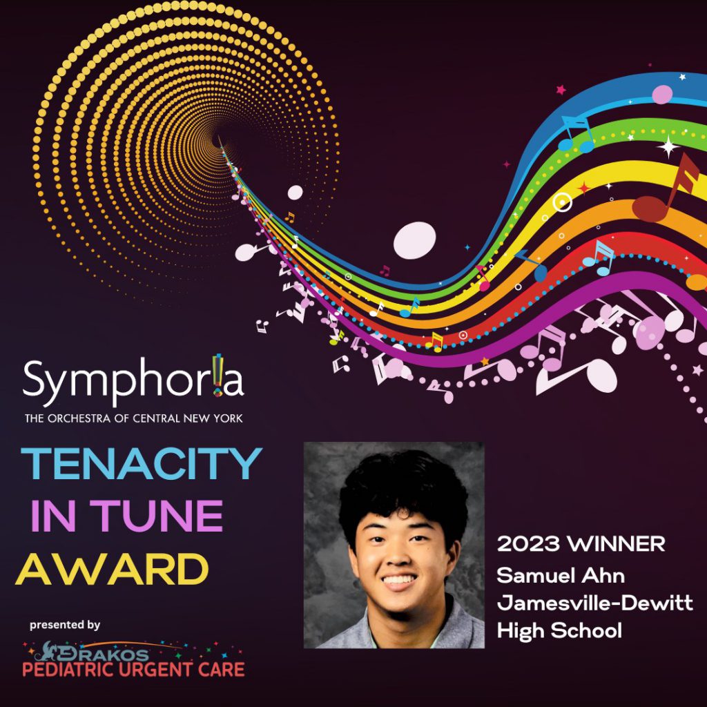 Graphic image with photo of Samuel Ahn and award name. 