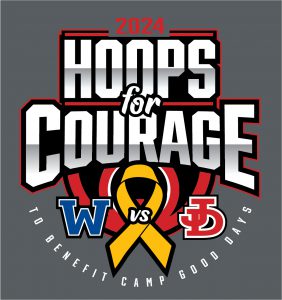 Graphic image of Hoops for Courage event logo. 