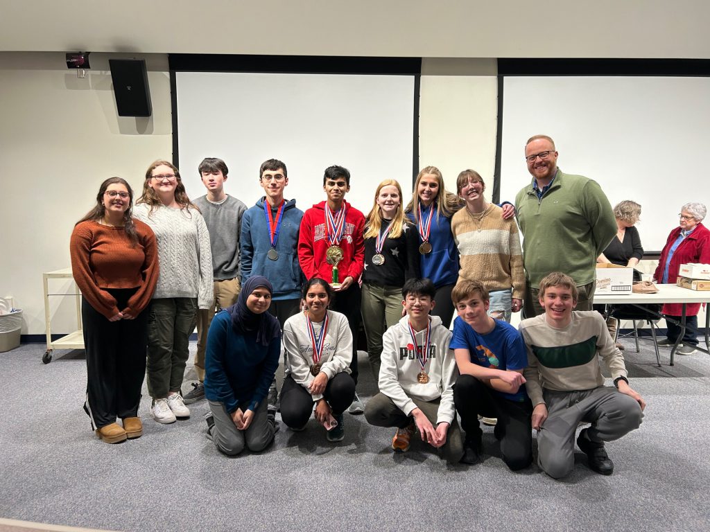 Group photo of J-D High School academic decathlon team. 