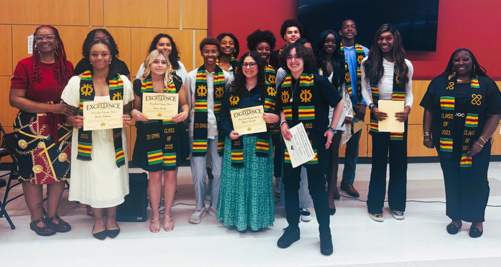 Group photo of 2025 J-DHS Kente Stole recipients following ceremony.