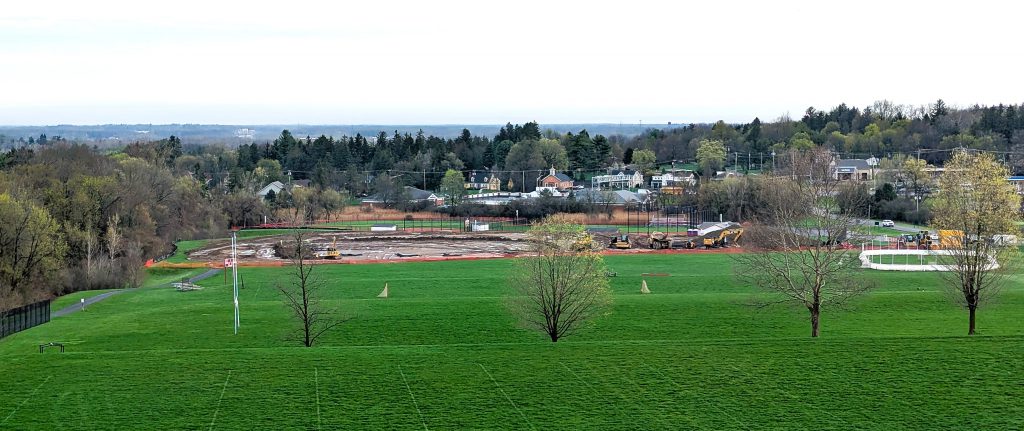 High view of April 2026 construction at Lyndon Fields.